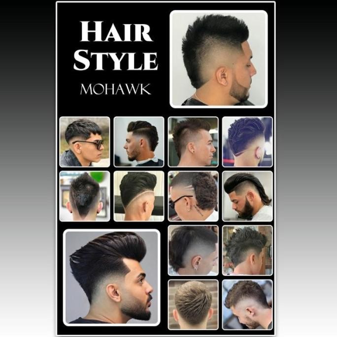 Jual Poster Gambar Contoh Foto Model Rambut Barbershop 6 Lembar murah