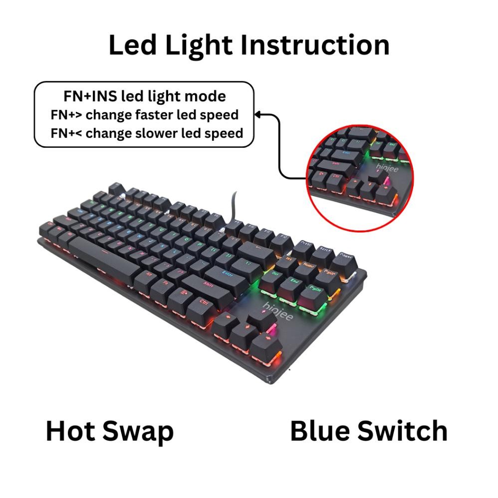 Jual fg-7 Biojee Keyboard Mechanical Gaming USB WIred RGB 87 Keys Blue ...