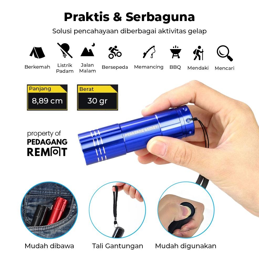 Jual Lampu Senter Camping Mini Portable dengan 9 LED Putih / Mini ...