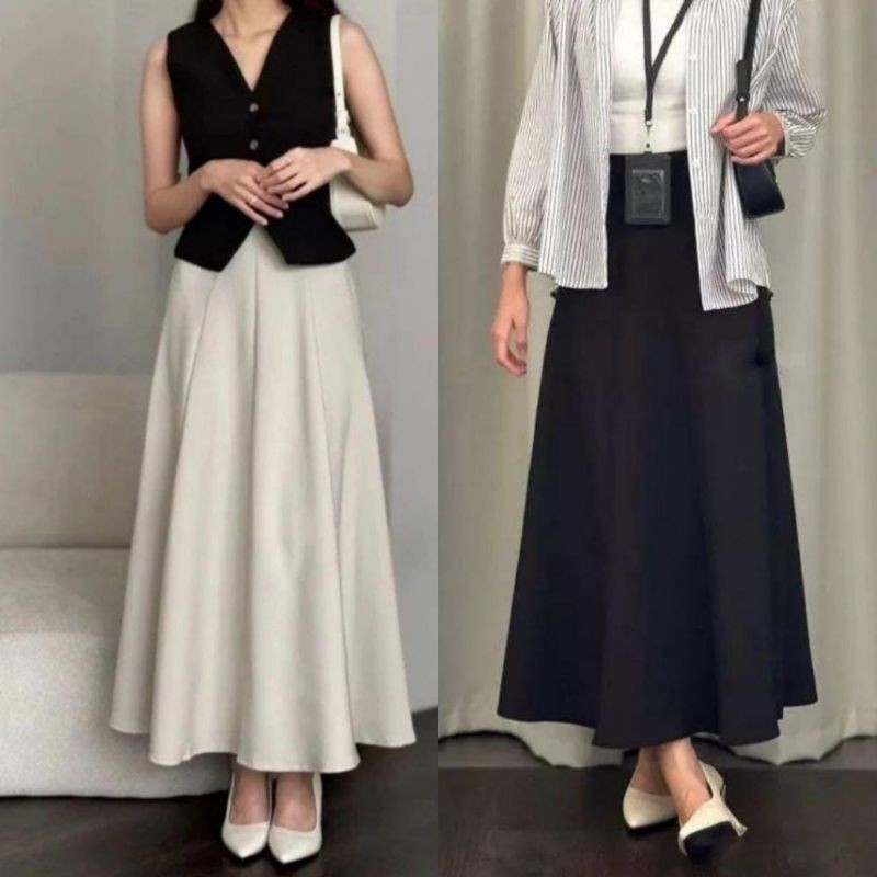 Jual Audy Skirt - Rok Korean Style Polos - Rok Payung Scuba Premium ...