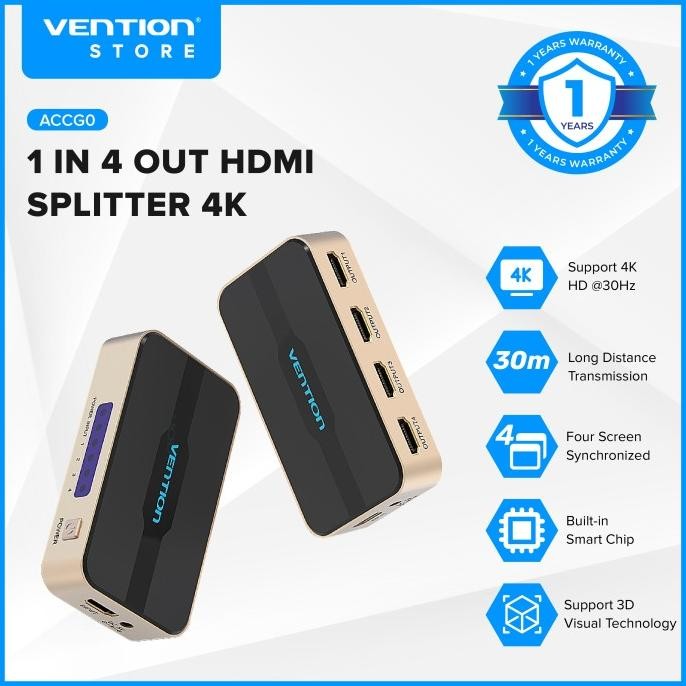 Jual HARGA DISC - Vention HDMI Splitter 1 In 4 Out Full HD 3D 4K HDMI ...