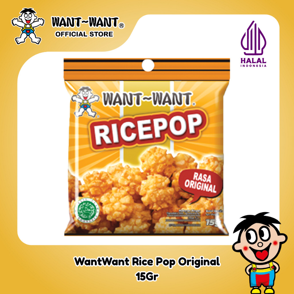 Jual Want Want HALAL Snack Beras Rice Pop Original 15Gr | Rice Crackers ...
