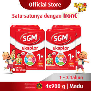 SGM Eksplor 1+ dengan IronC Susu Pertumbuhan Rasa Madu 900GR x 4