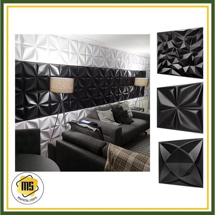 Jual Promo Wall Panel 3D PVC Hitam Ukuran 50 x 50 cm COD | Shopee Indonesia