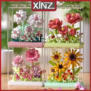 XiNZ Mainan Balok Susun Bunga Flower Box Puzzle Block Flower Bricks Sudah Termasuk Kotak Akrilik