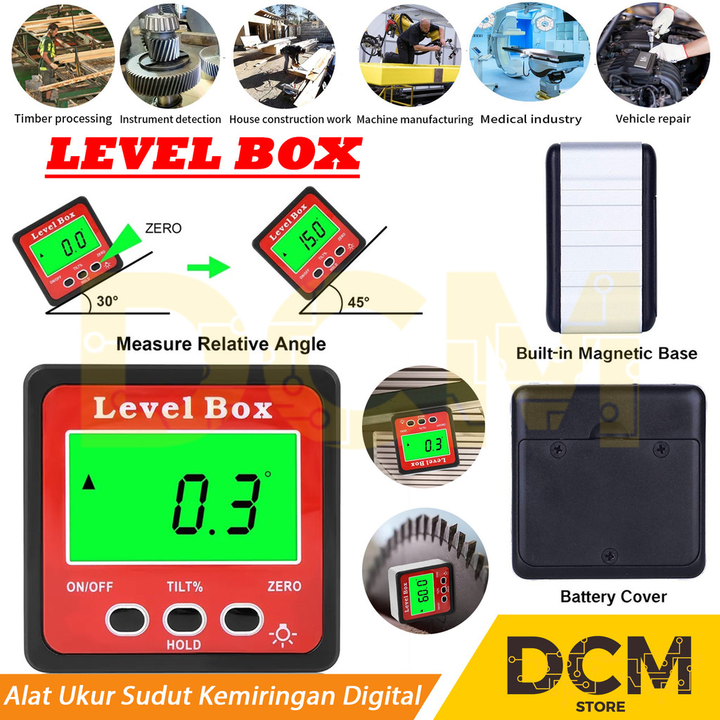Jual Inclinometer Digital Alat Ukur Sudut Kemiringan Slope Level Box ...