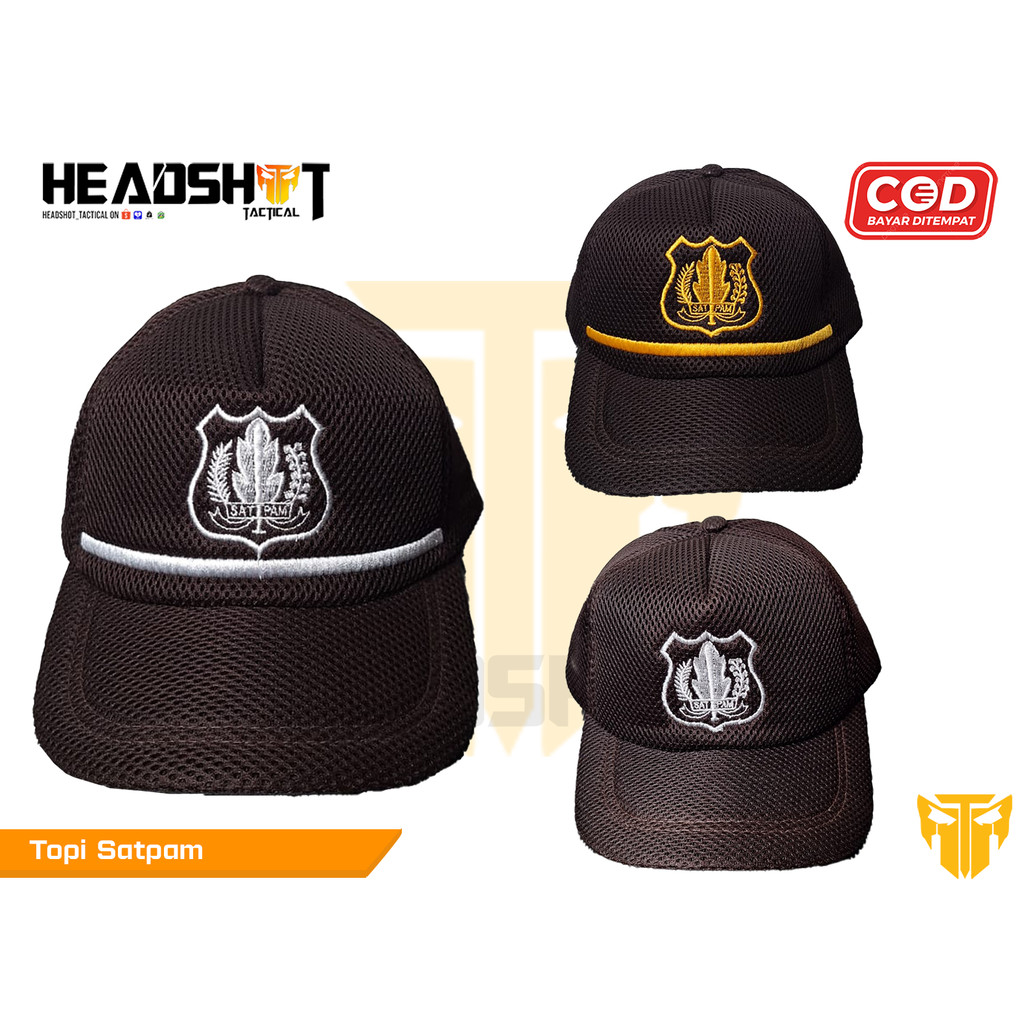 Jual Topi Satpam Security Coklat Jaring - Topi Satpam Coklat Lis - Topi ...