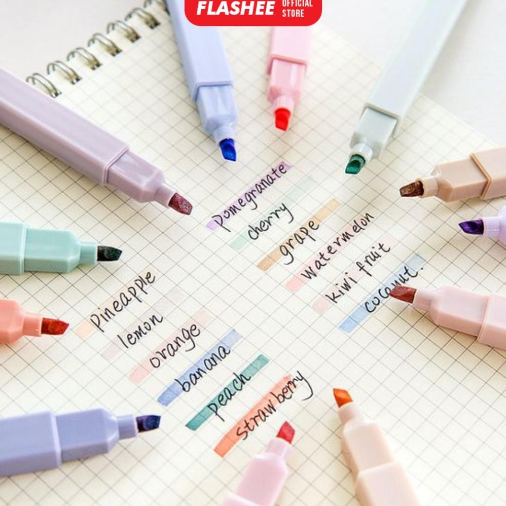 Jual Flashee Highlighter Spidol 6 PCS Highlighter 2 In 1 Double Brush ...