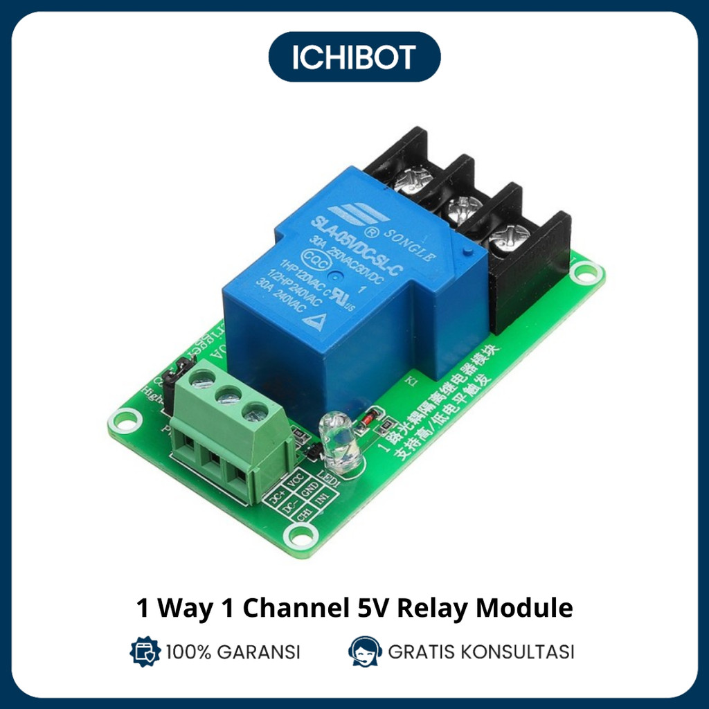 Jual Modul Relay 1 Way 1 Channel Trigger High and Low Level 5V 30A ...