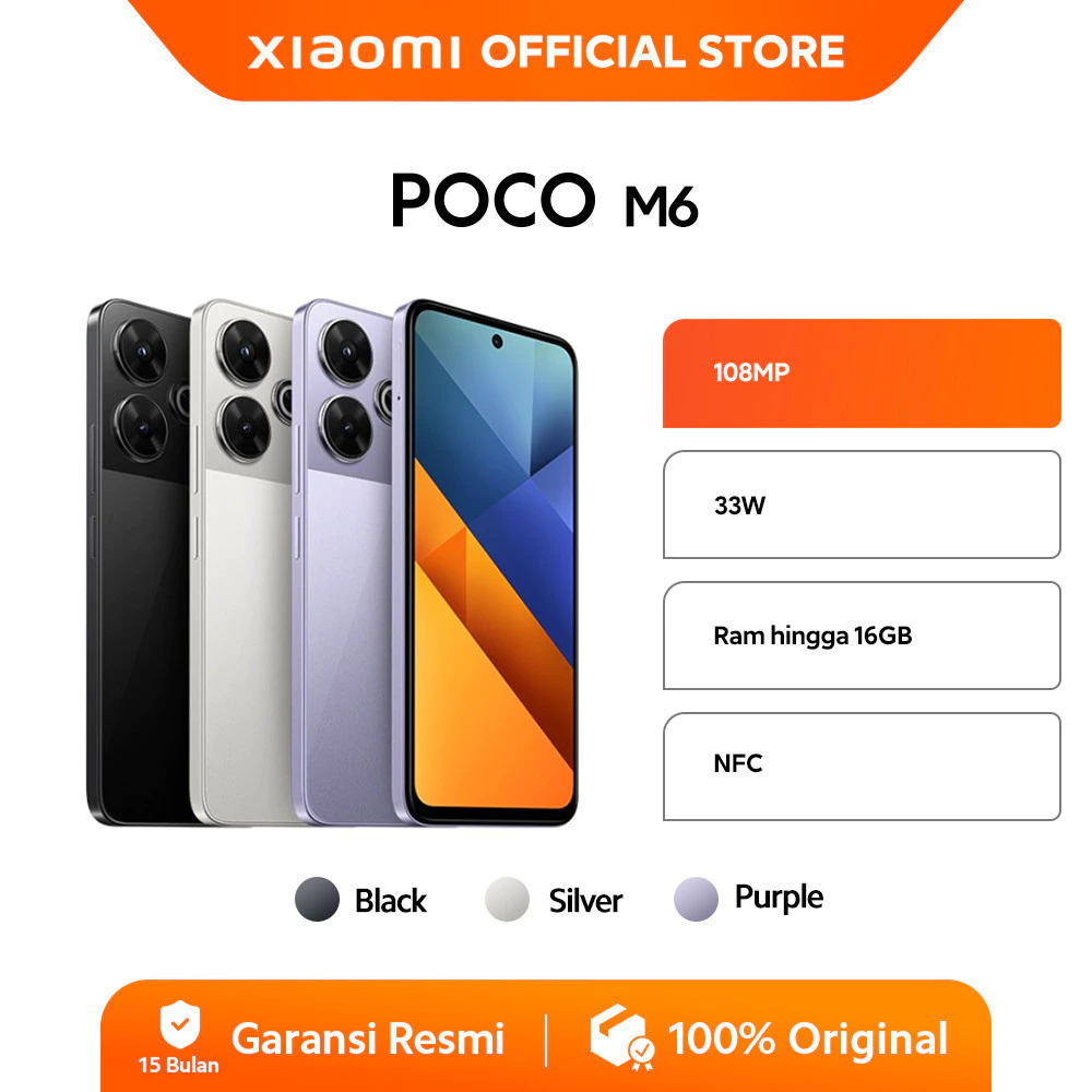 POCO M6 (8GB/256GB) | Kamera utama 108 MP kelas pro | Helio G91-Ultra yang tangguh [ Official Store ]