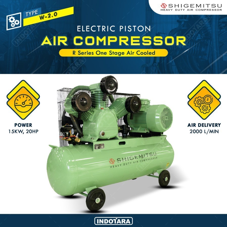 Jual Kompresor Angin Listrik 20 HP / 8 Bar Shigemitsu W-2.0 | Shopee ...