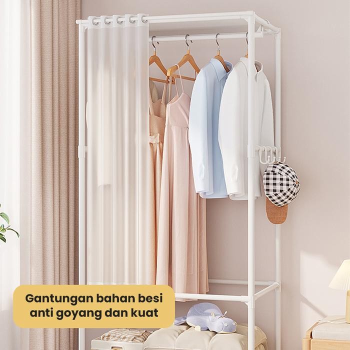 Jual DISKON SUPER HALU RAK PAKAIAN TIRAI STAND HANGER LEMARI PAKAIAN ...