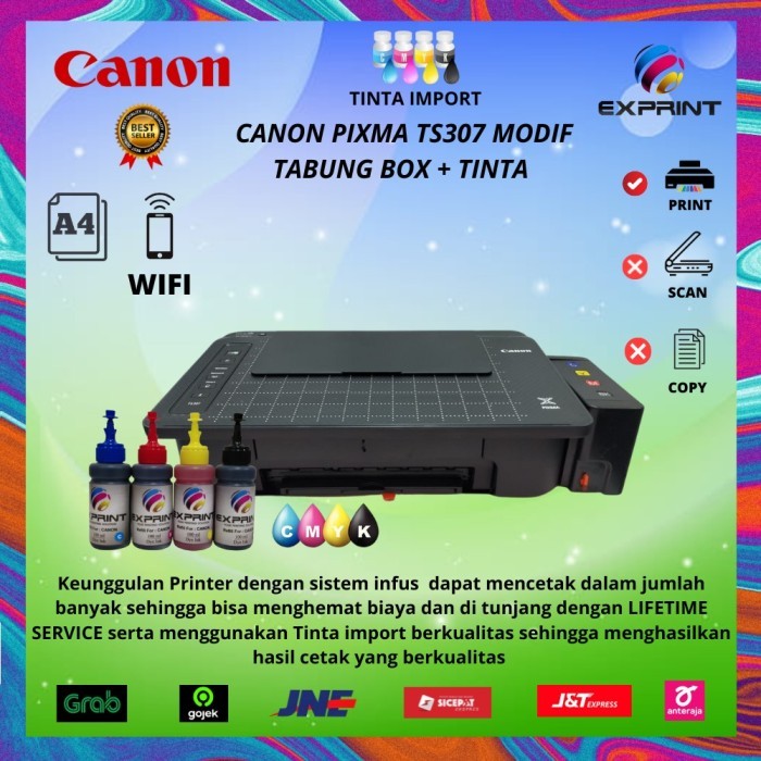 Jual Printer Canon Pixma TS307 Wireless + infus Box Unit Baru / Segel ...