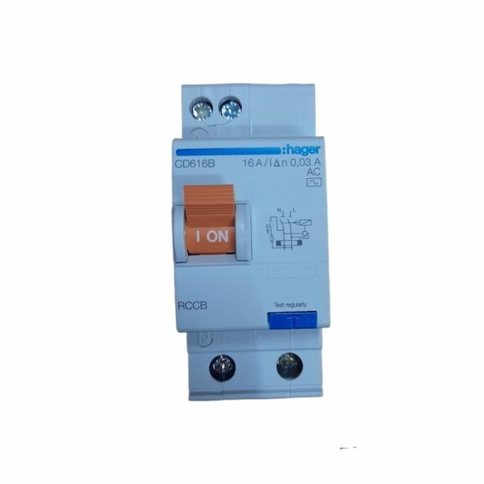 Jual Hager RCCB / ELCB 2P 16A 16 Ampere Type CD616B - Sensitivy 30mA AC ...