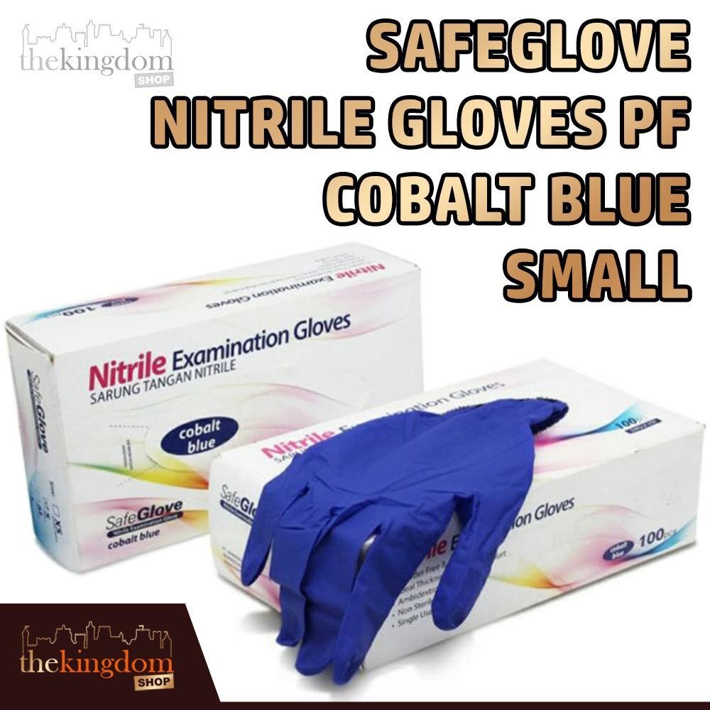 SafeGlove Nitrile Gloves PF Powder Free Handscoon Bluple Blueple Reguler  Regular Cobalt Ocean Blue 100 Sarung Tangan