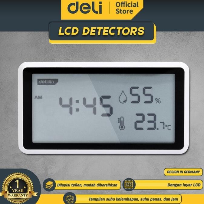 Jual Deli LCD Detectors / Jam Meja LCD Digital Tampilan Suhu DL336001 ...