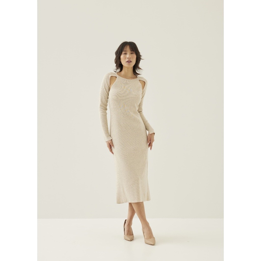 Jual Love, Bonito - Dress Wanita - Reine Ribbed Knit Bodycon Midi Dress |  Shopee Indonesia