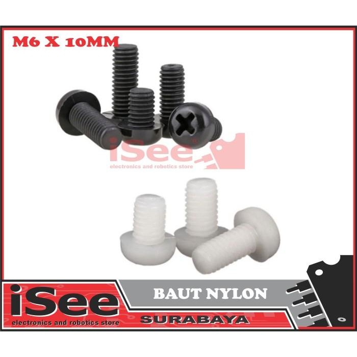 Jual Baut Nylon M6X10mm Cross Screw Nylon height 10mm 10 mm 1 CM nilon ...