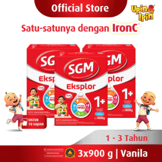 SGM Eksplor 1+ dengan IronC Susu Pertumbuhan Rasa Vanilla 900GR x 3