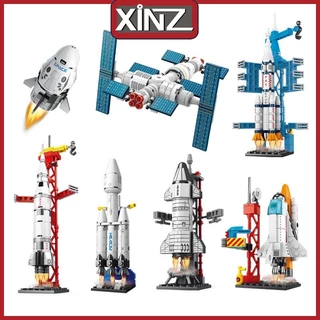 XiNZ Mini Roket Space Mainan Balok Blok Nano Building Brick Peluncuran Roket Pesawat Roket Model