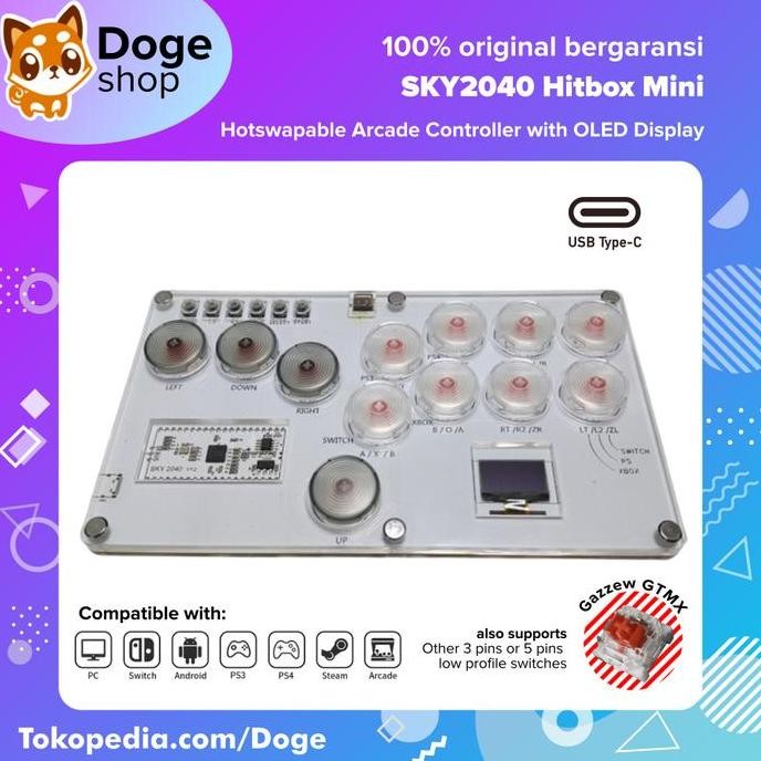 Jual SKY2040 Hitbox Mini Flatbox Hotswapable RGB OLED Fight Arcade ...