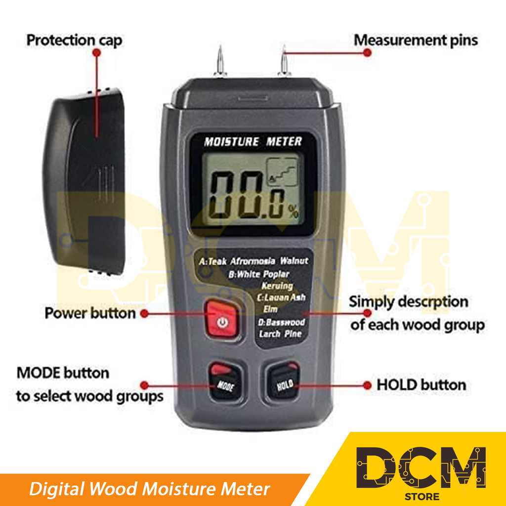 Jual Wood Moisture Meter Kayu Kertas Alat Ukur Kelembaban Kadar Air di ...