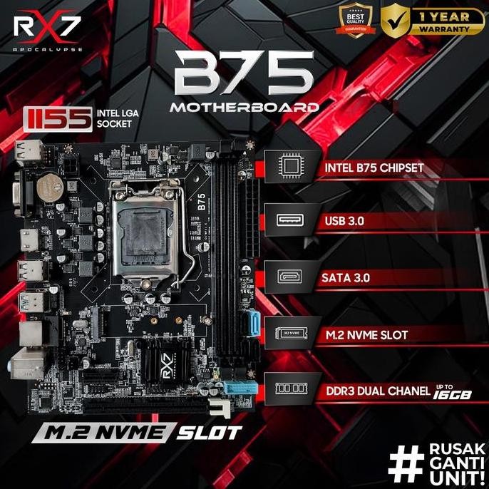 Jual Motherboard Rx7 B75 / H61 Plus Lga 1155 Ddr3 B75 Mainboard Support ...