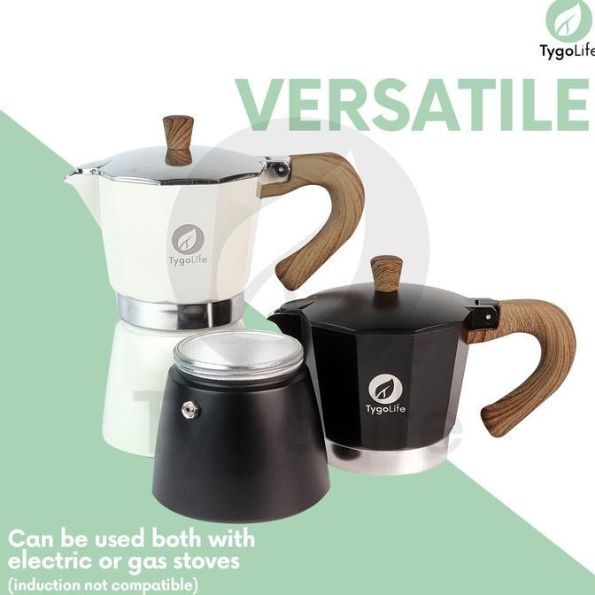 Jual Tygo Volcano Moka Pot 6 Cup Coffee Maker 300Ml Aluminium Kayu ...