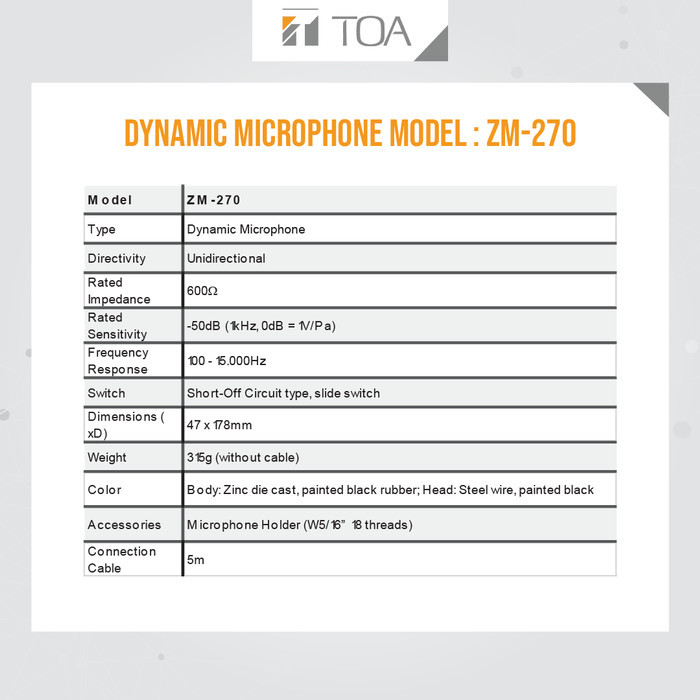 Jual Dynamic Microphone Toa Model Zm-270 Garansi Resmi | Shopee Indonesia