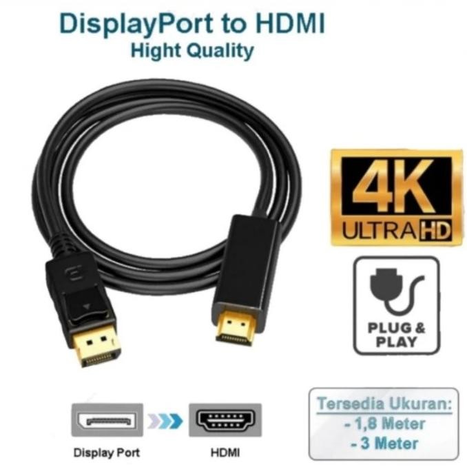 Jual Cable Display Port To Hdmi 1,8M Kabel Dp To Hdmi 1,8 Meter ...