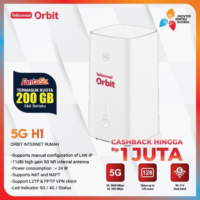 Jual CO Orbit 5G H1 Modem Router Wifi High Kuota Telkomsel 200GB ...
