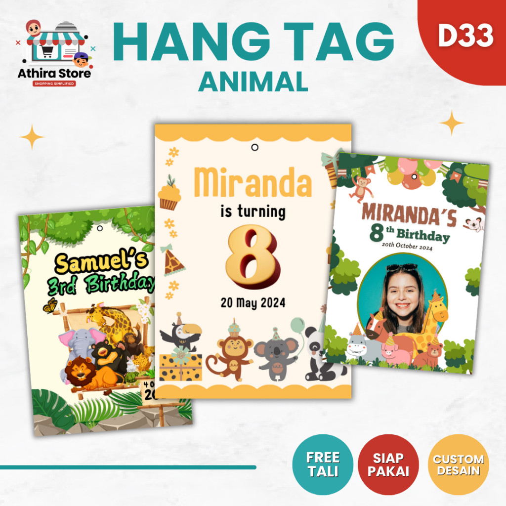 Jual D33 hangtag model animal / hang tag animasi hewan / gantungan ...