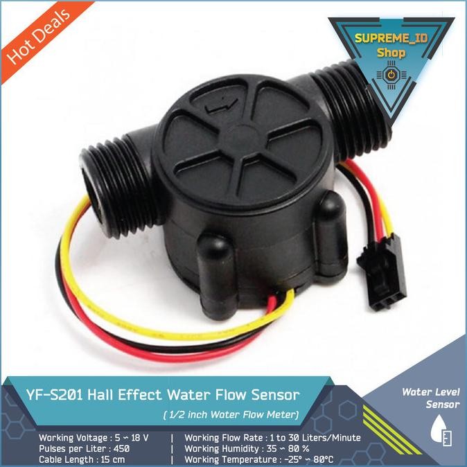 Jual Yf-S201 Hall Effect Water Flow Meter Arus Sensor 0.5" 1/2 Inch ...