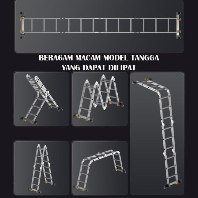 Jual Tangga Lipat Aluminium Dengan Roda / Tangga Herringbone Serbaguna ...