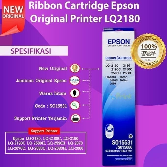 Jual Epson S015531 Original Ribbon Cartridge Printer Lq-2190 Lq-2180 ...