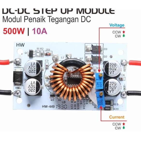 Jual Dc Step Up Boost Modul Penaik Tegangan Dc 500W 10A New Stok ...