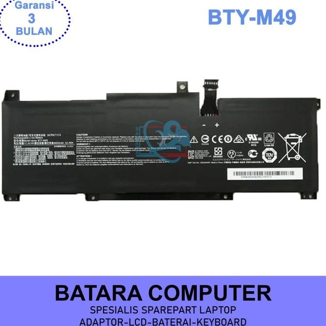 Laptop Akku BTY-M49 Für MSI Prestige 14, Summit E14 – 11,4 V, 4600 MAh, 52,4 Wh