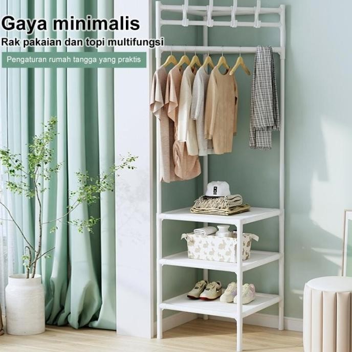 Jual Rak Gantungan Baju Sudut Rak Stand Hanger Rak Baju Portable Lemari ...