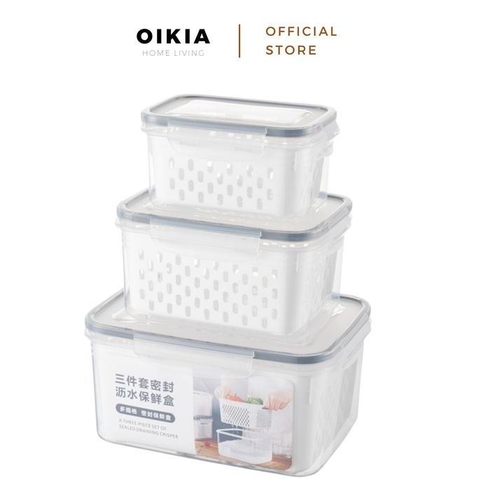 Jual OIKIA Tempat Penyimpanan Sayur Buah Makanan Storage Box Set 3 In 1 ...