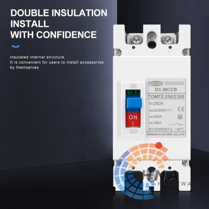 Jual MCCB DC Tomzn 2P 600V 150A 200A 250A Overload Protector Swicth ...