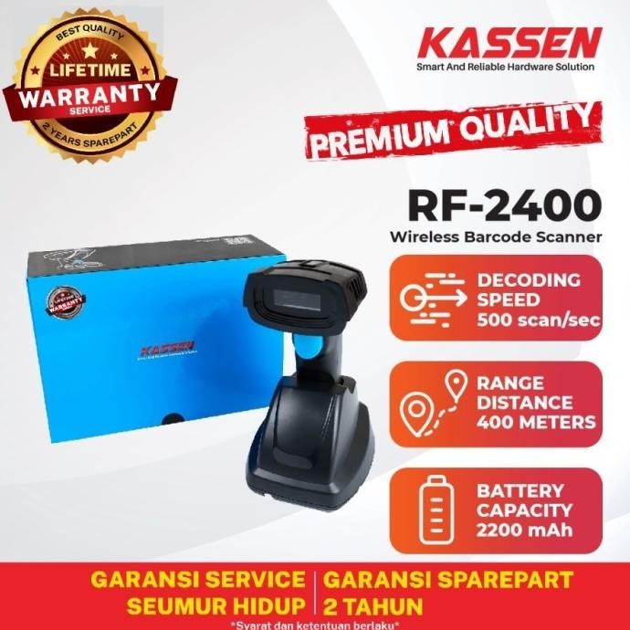 Jual KASSEN RF-2400 RF2400 1D/2D WIRELESS BARCODE SCANNER UP TO 400M ...