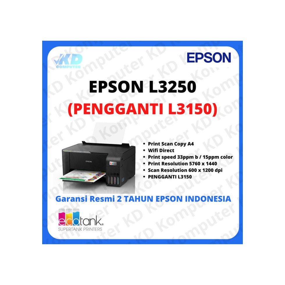 Jual TERBARU - PRINTER EPSON L3250 PRINT SCAN COPY A4 WIFI PENGGANTI ...