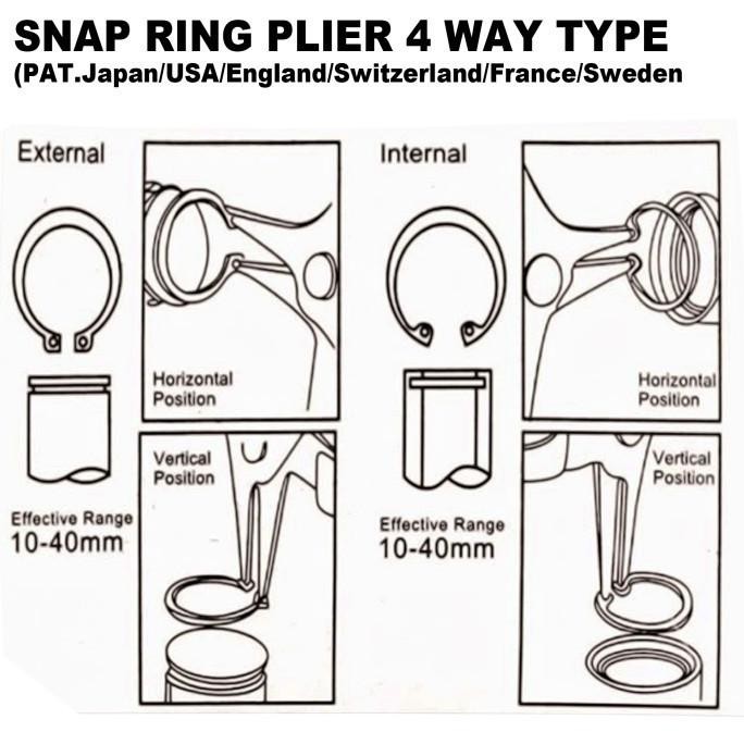 Jual YZ Tang Snap Ring Sepi Spi Spie Circlip Pliers 4 Way Type Buka ...
