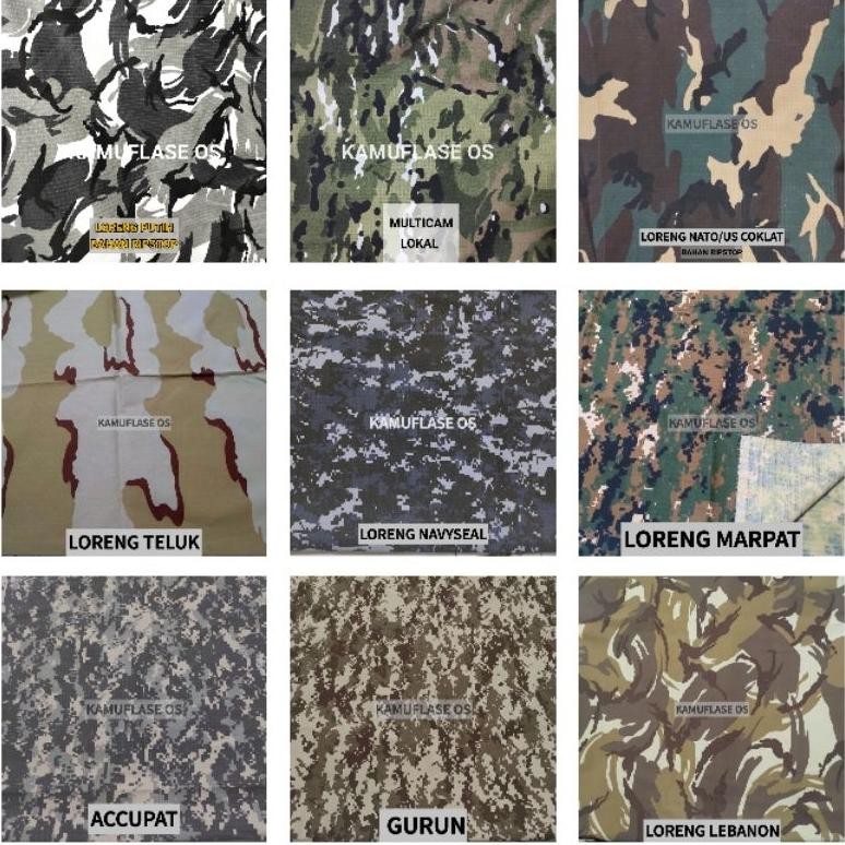 Jual YZ Bahan Kain Ripstop Loreng Army Kain Loreng Brimob TNI AD AU AL ...