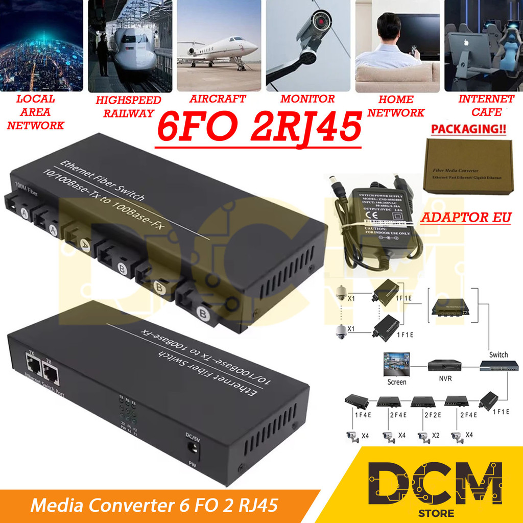 Jual Media Converter 6 Port FO 2 Port Lan - Fiber Switch Optic 6 SC 2 ...