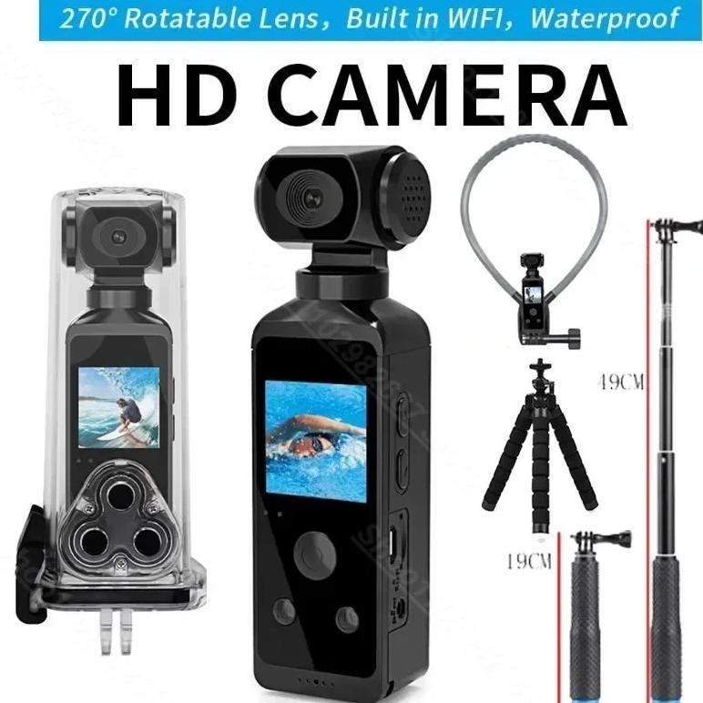 Jual 4K Ultra Hd Pocket Action Camera 270 Rotatable Vlog Wifi Mini ...
