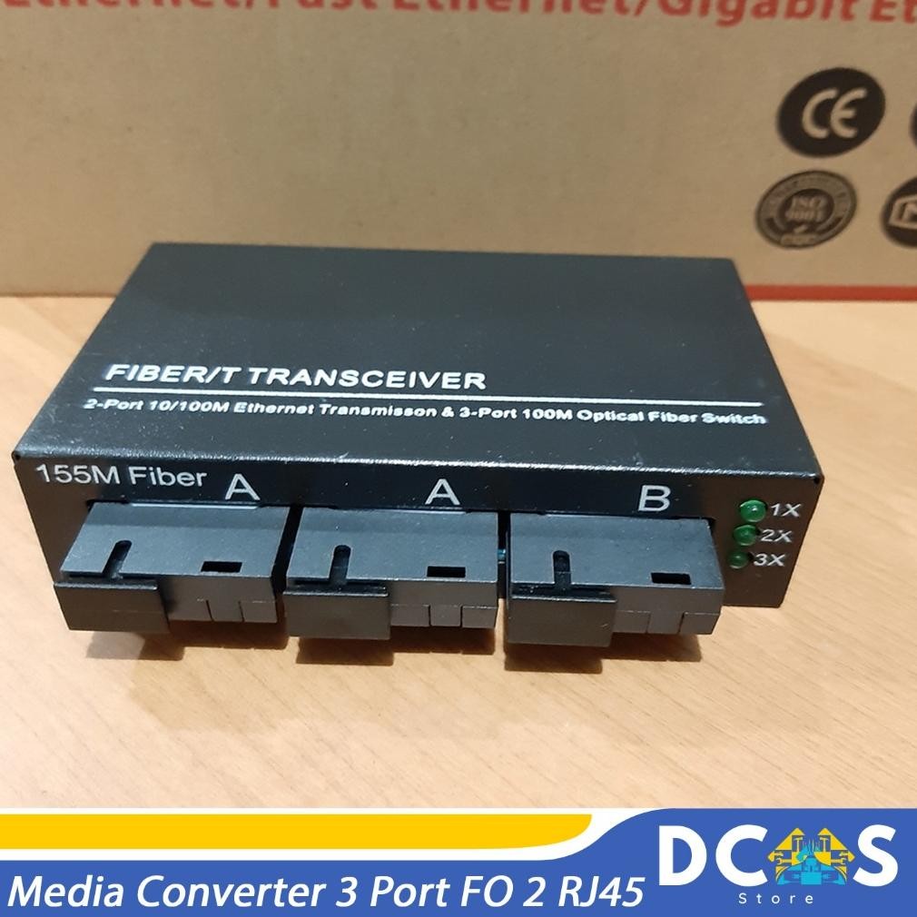 Jual Kz_12 Fiber Optic Media Converter 3 Port Fo Sc 2 Port Lan Rj45 ...