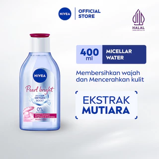 NIVEA Micellar Water MicellAir Pearl Bright 400ml - Pembersih make up tanpa alkohol makeup remover mencerahkan kulit kusam membersihkan wajah double cleansing melembabkan kulit kering ukuran besar jumbo - Pearl & Licorice Extract, 0% Alcohol