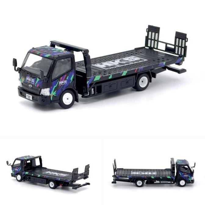 Jual Unique Model 1/64 Hino 300 Dutro Flatbed Tow Truck JAF HKS