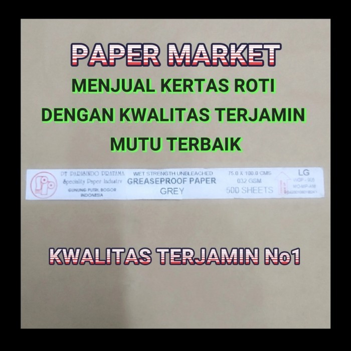 Jual Kertas Roti Abu/Greaseproof Paper Grey Uk 75 X 100Cm 32 Gsm (50 ...
